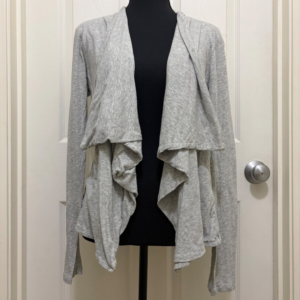 J.Crew Open Front Draped Waterfall Cardigan Small Gray Lightweight Cotton Casual